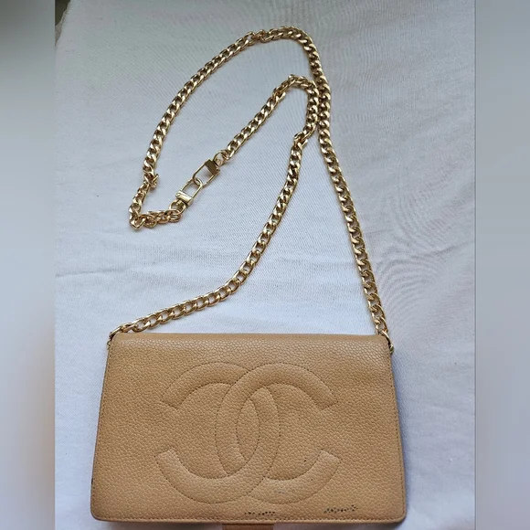 VGUC Chanel Caviar Leather Kisslock Beige Wallet Vintage - Picture 17 of 17